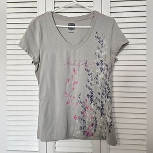 🟢 TH Beaded Gray Floral Women's Top